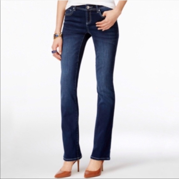 INC International Concepts Denim - INC Boot Leg Curvy Fit Dark Wash Rhinestone Jeans